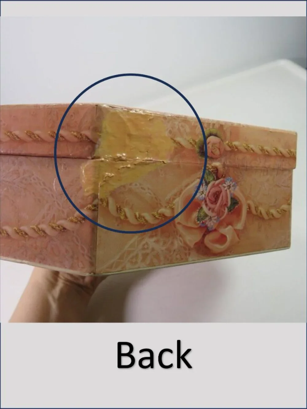 Vintage Truly Lace Pink Octagon Trinket Box Mirror Victorian Bow Gift Box